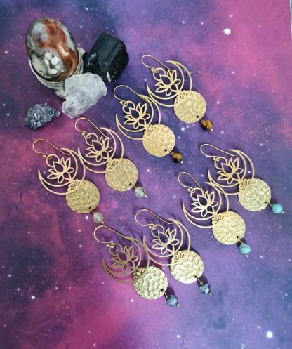 boucles oreilles lotus moon