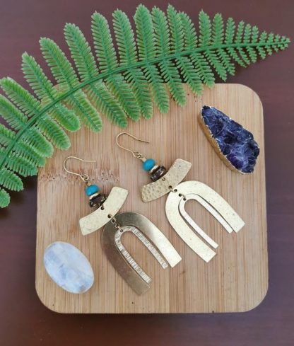 Boucles d'oreilles gold rainbow jade