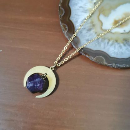 Collier lune améthyste